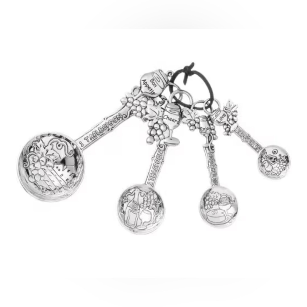 WINE MEASURING SPOONS SET BY GANZ EMBOSSED ZINC ALLOY SEEN ON FOOD NETWORK - Picture 6 of 6